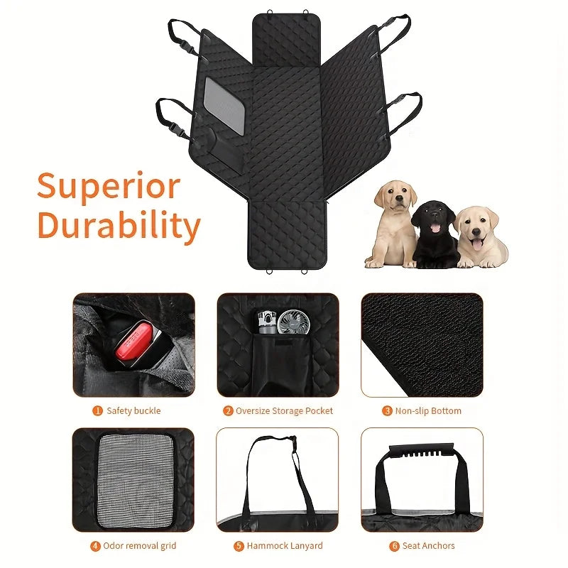 Waterproof, Nonslip Car Seat Cover w/Storage Pockets