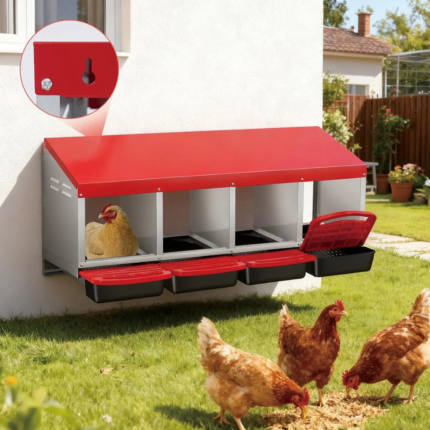 Multi-Compartment Metal Chicken Nesting Box