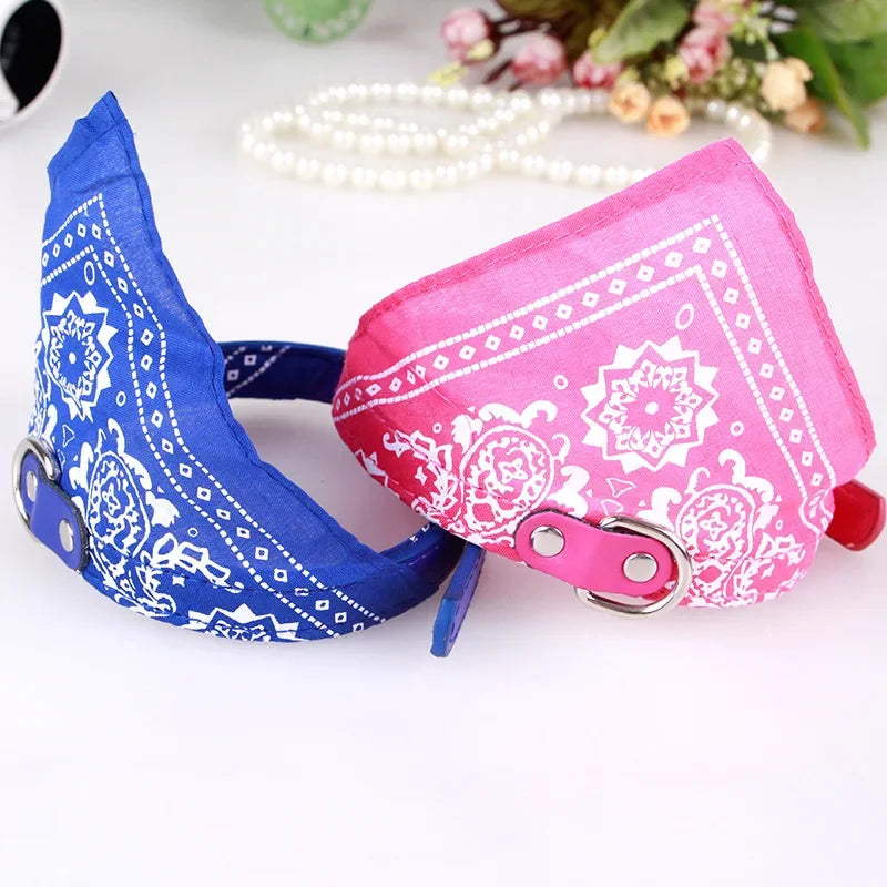 Adjustable Leather Printed Dog Bandana