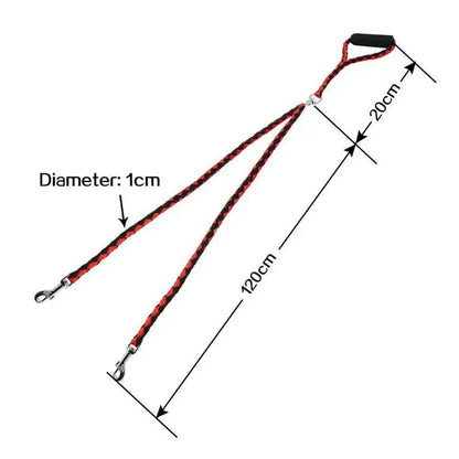 1.4m Pet Double Leash, 2 Way Couplers