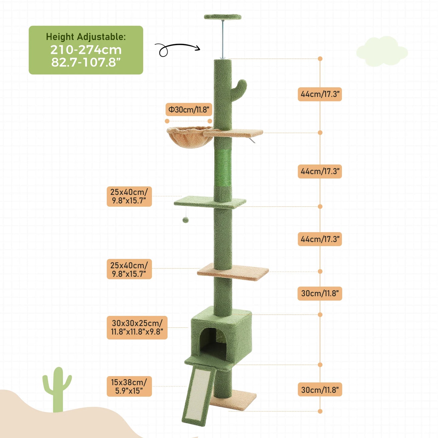 Floor to Ceiling Cactus Cat Tree