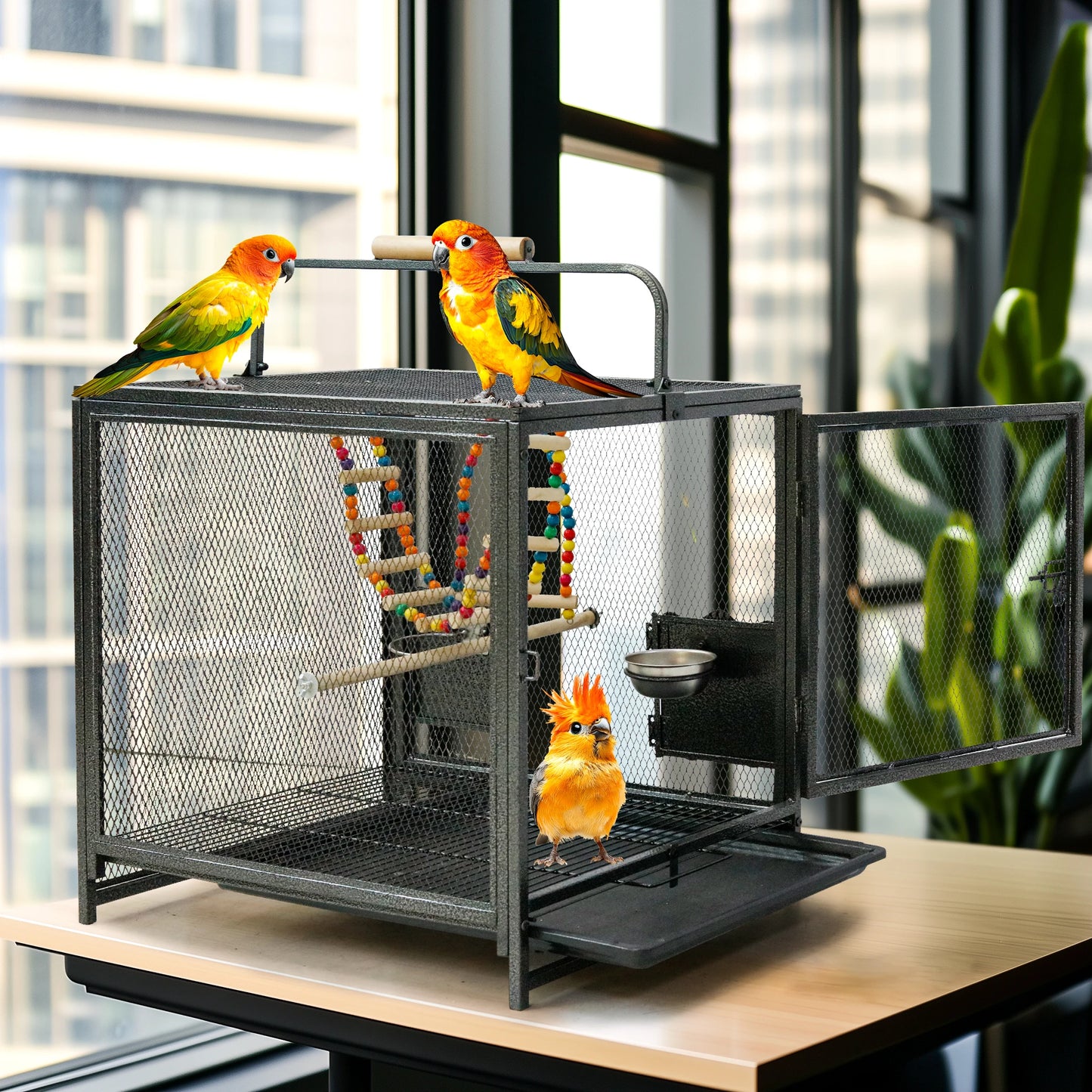 Wrought Iron Bird Travel Carrier