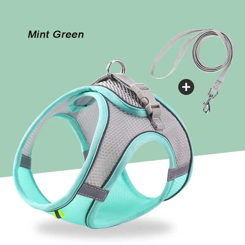 Adjustable Soft Mesh Pet Harness with Leash