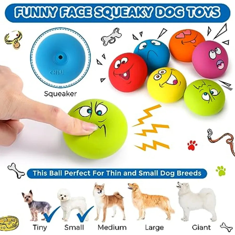 Funny Face Squeaky Latex Soft Dog Toys