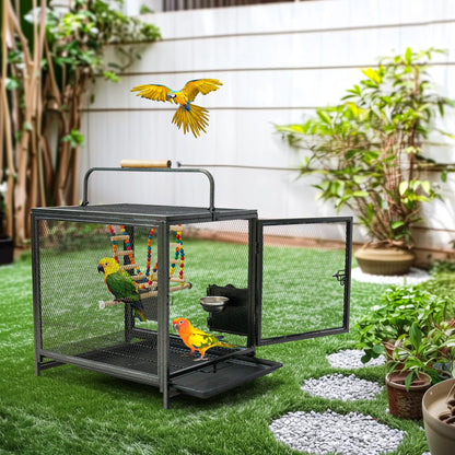 Wrought Iron Bird Travel Carrier