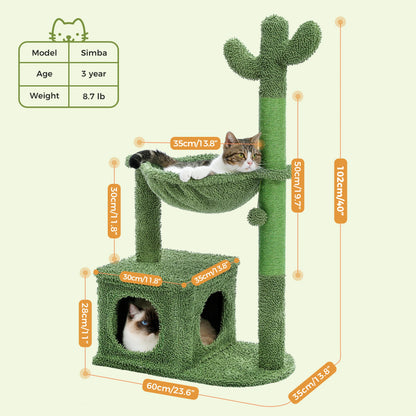Cactus Cat Tree with Large Hammock