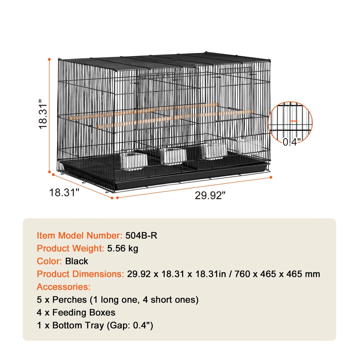 30In Bird Cage. Stackable Divided
