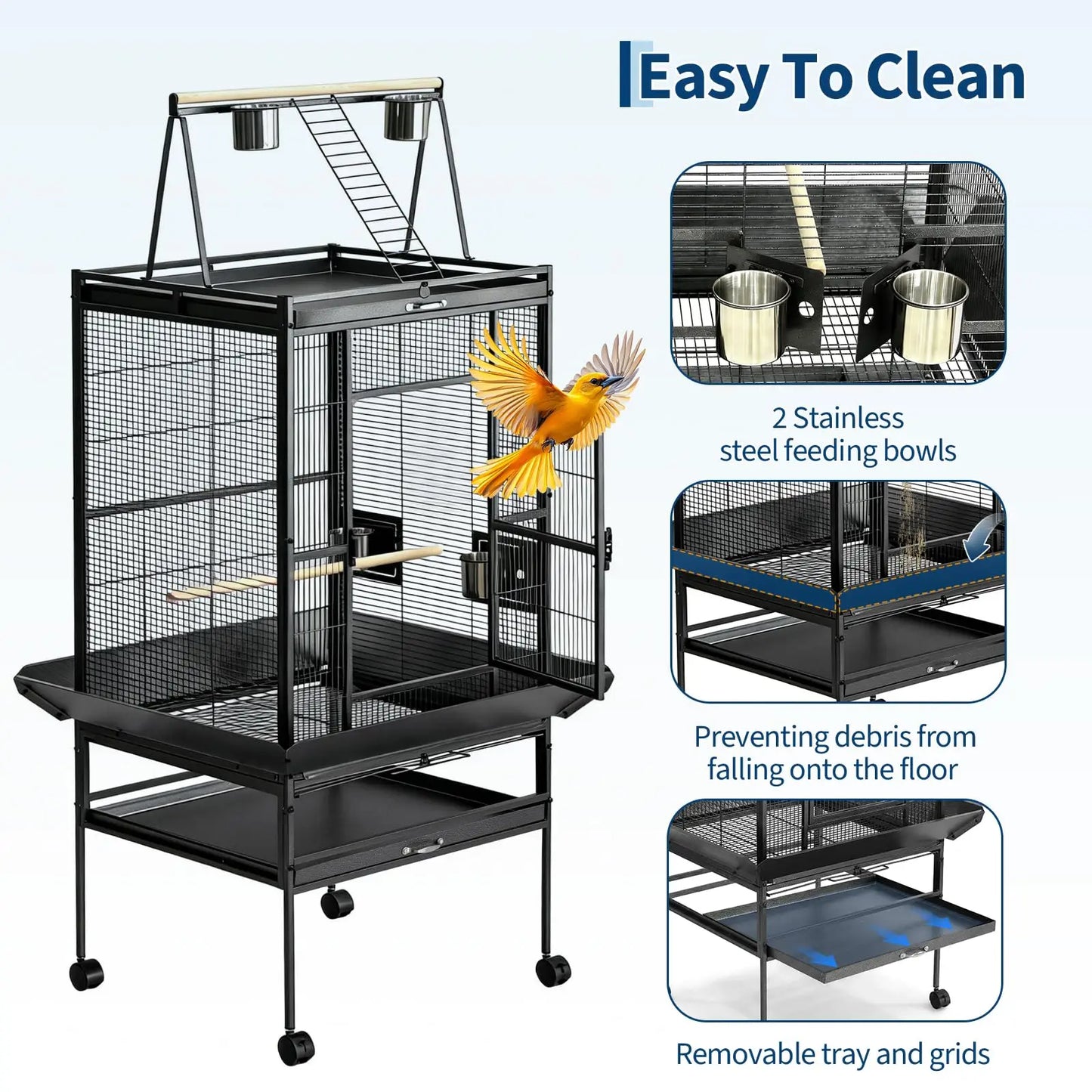 69" Extra Large Bird Cage with Rolling Stand