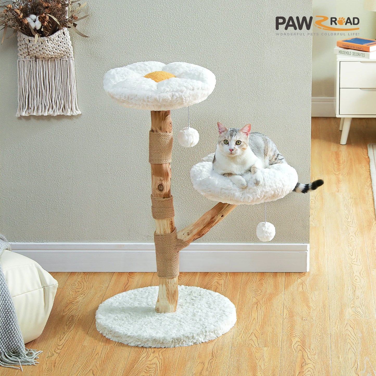 Tree Tower with Natural Solid Wood Scratching Posts