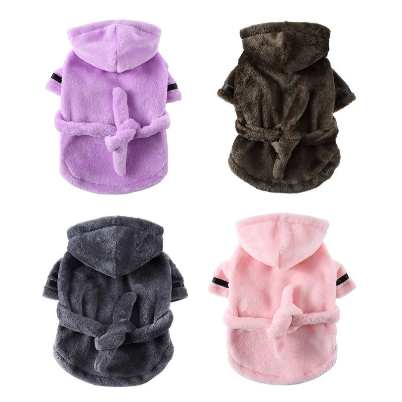 Soft Hooded Pajamas, Dog Bath Robe, Coat