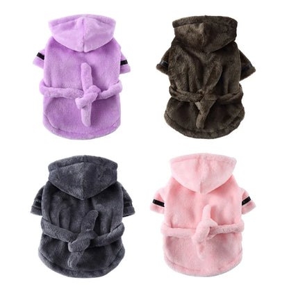Soft Hooded Pajamas, Dog Bath Robe, Coat