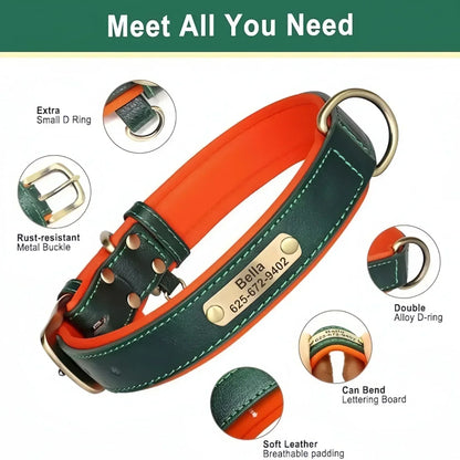 Customized Leather ID Nameplate Collar