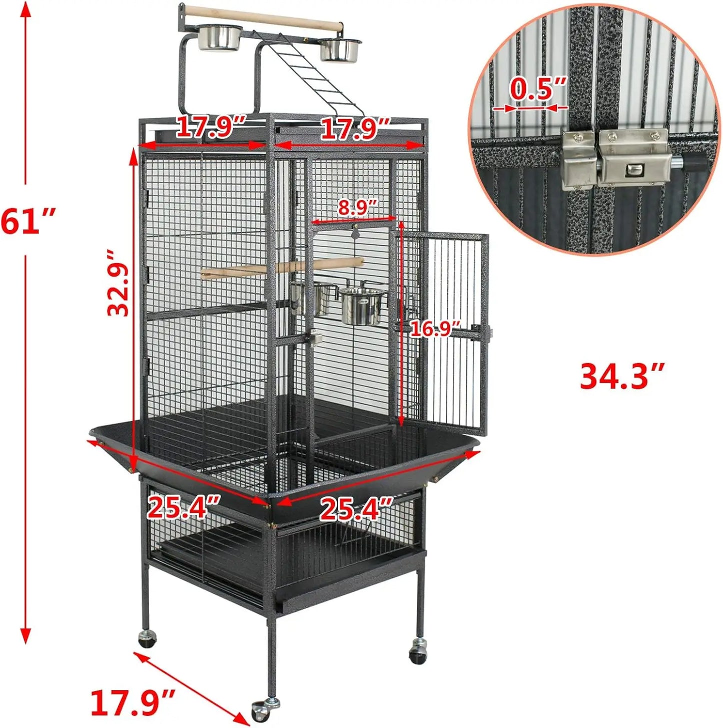 61-inch Large Bird Cage w/Rolling Stand