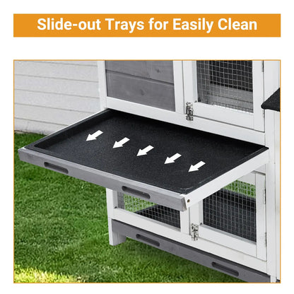 Indoor Bunny Cage, with 3 Leak-Proof Removable Trays