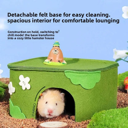 Hamster Digging Box, Small Forest Felt Hideout Toy