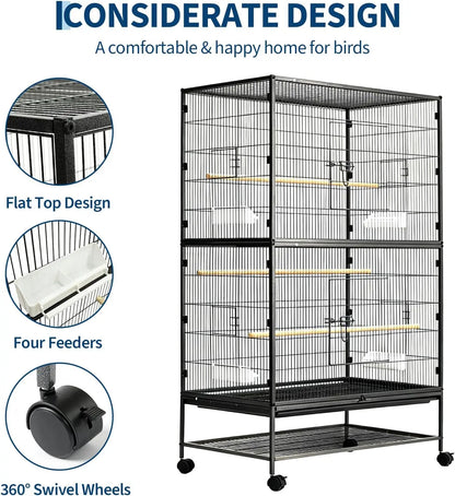 61" H Large Bird Cage wFood Bowls