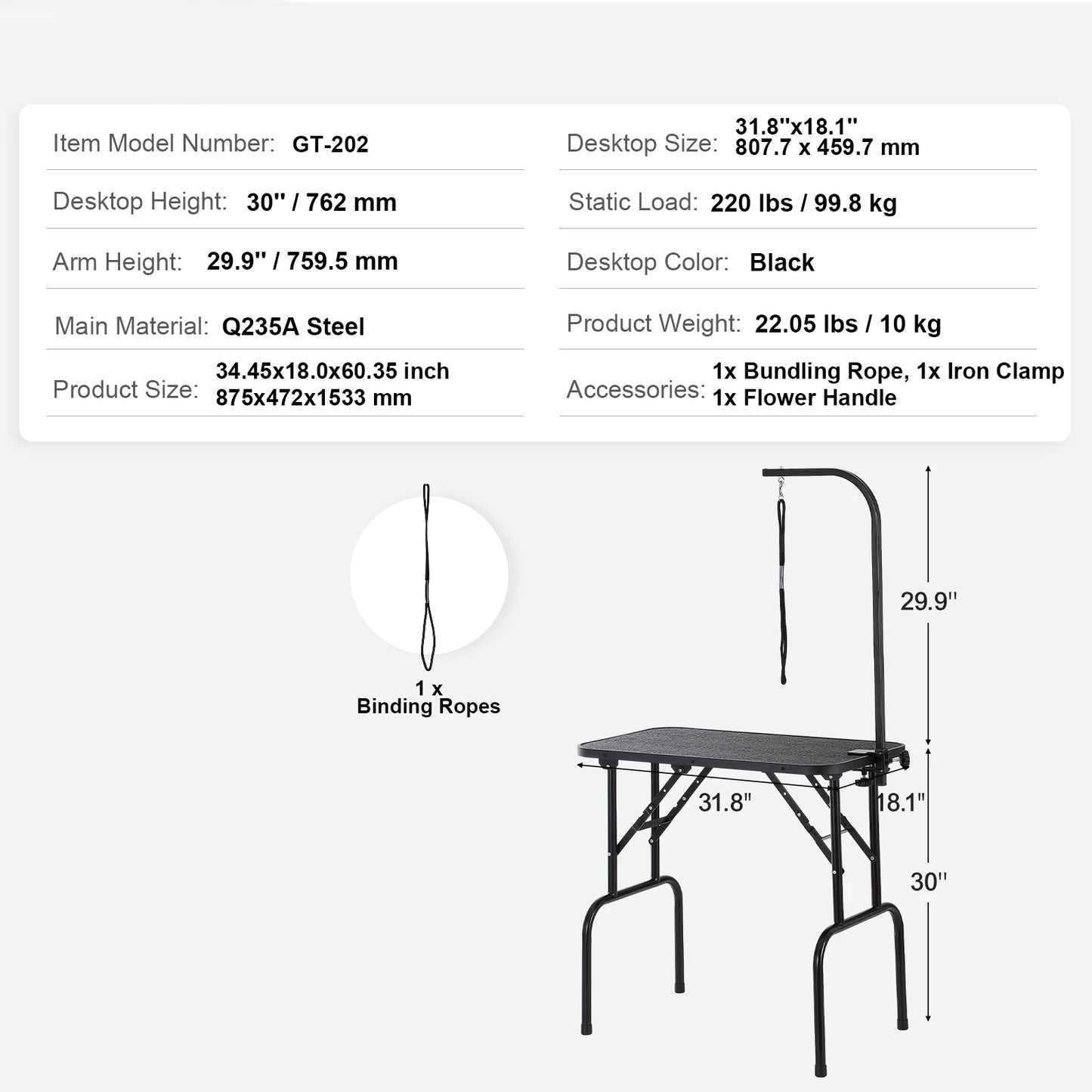 Foldable Grooming Station w/Two Arms
