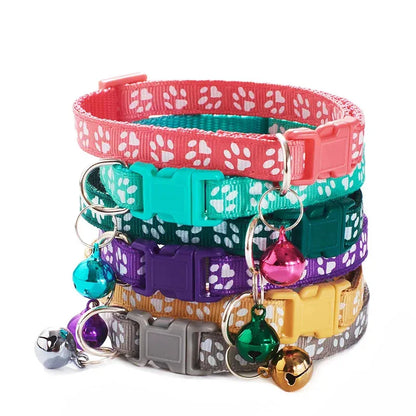 3pcs Pet Collar w/Bell Footprints