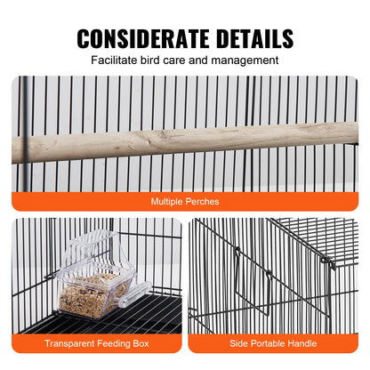30in Metal Bird Cage 
 

69-Inch Extra Large Rolling Bird Cage for Parrots and Cockatiels Flight Cage with Storage Shelf,Feed Bowls & Wood Perch