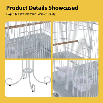58" Heavy Duty Wrought Iron Bird Cage with Stand