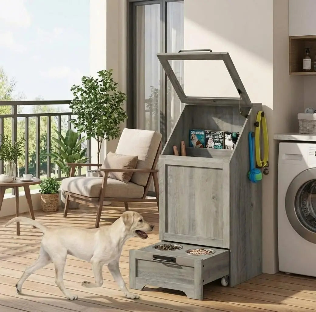 Food Station with Storage Cabinet
