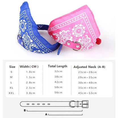 Adjustable Leather Printed Dog Bandana