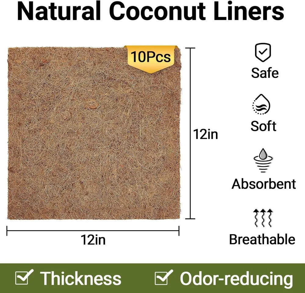 10 Pcs 12x12 in. Natural Coconut Fiber Reptile Carpet