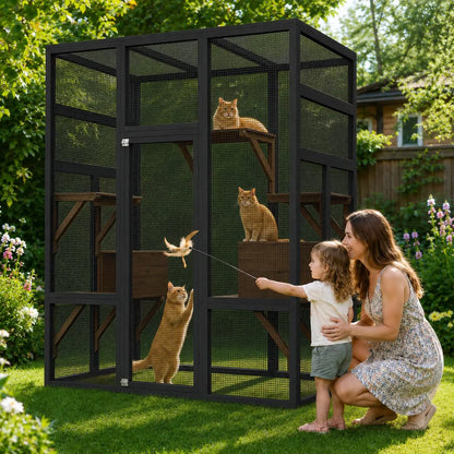 70in Wooden Outdoor Cat Enclosure