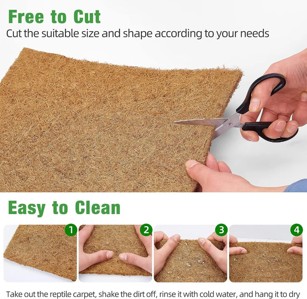 10 Pcs 12x12 in. Natural Coconut Fiber Reptile Carpet