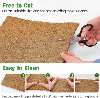 10 Pcs 12x12 in. Natural Coconut Fiber Reptile Carpet