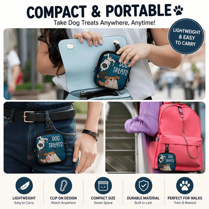 Portable Dog Snack Bag with Transparent Window and Zipper
