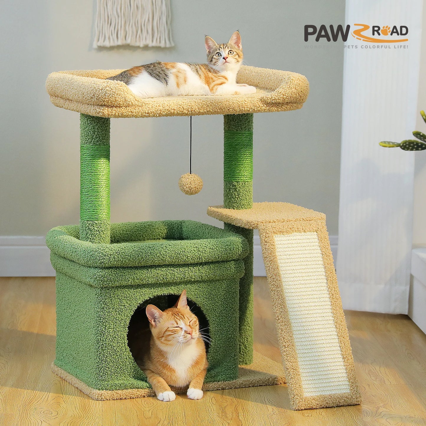 Indoor Cat Tower w/Sisal Scratching Post