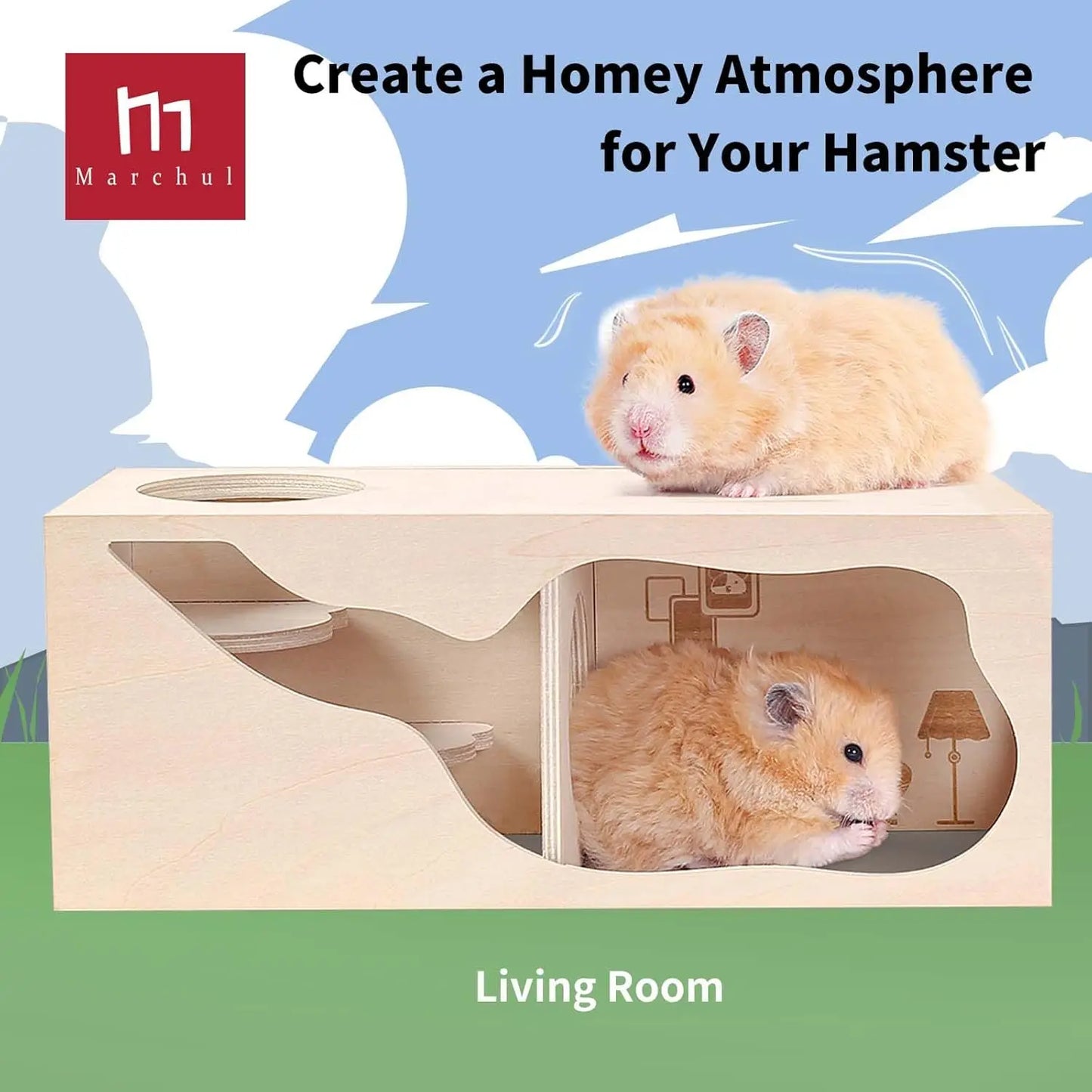 Wooden House Chamber, Magnetic Hamster Hideout