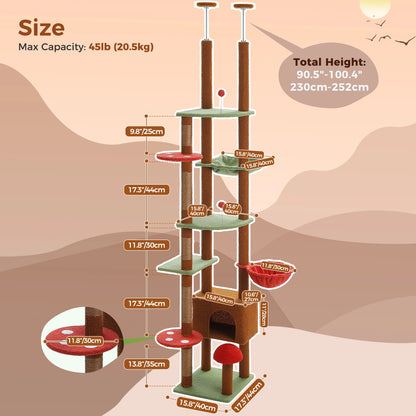 Adjustable Height Floor to Ceiling Cat Tower