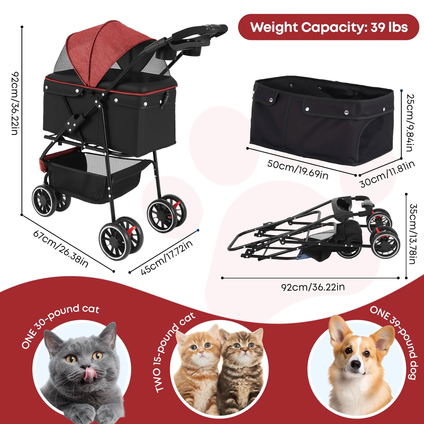 Foldable Stroller with Breathable Mesh Canopy
