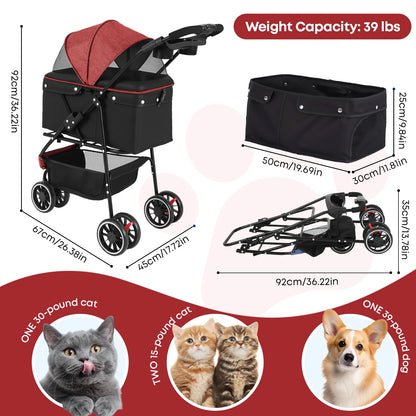 Foldable Stroller with Breathable Mesh Canopy
