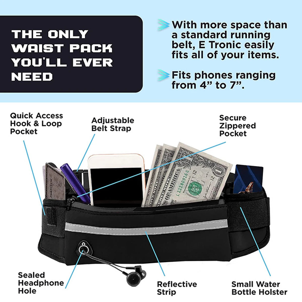 Hands Free Reflective Leash w/Waist Bag