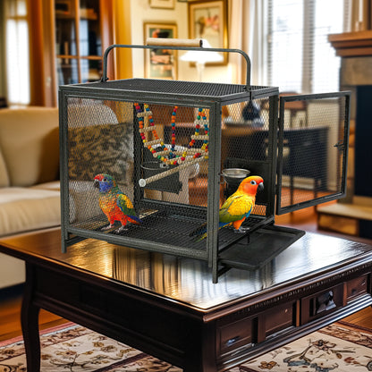 Wrought Iron Bird Travel Carrier