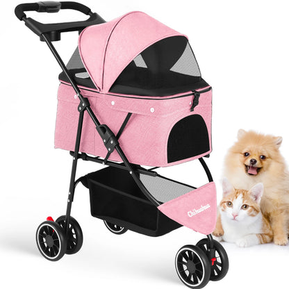 Foldable Stroller with Breathable Mesh Canopy