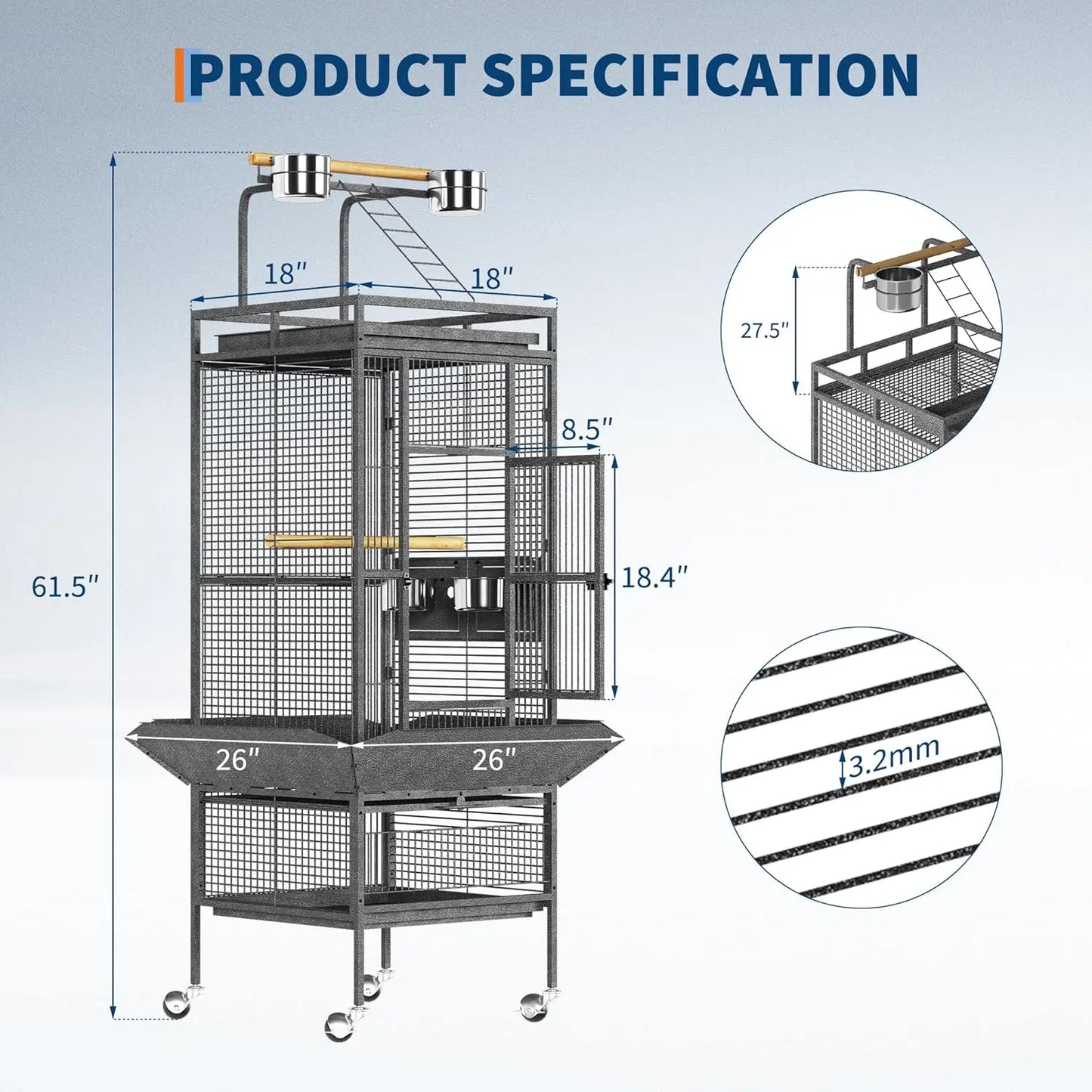 Large Metal Parrot Cage