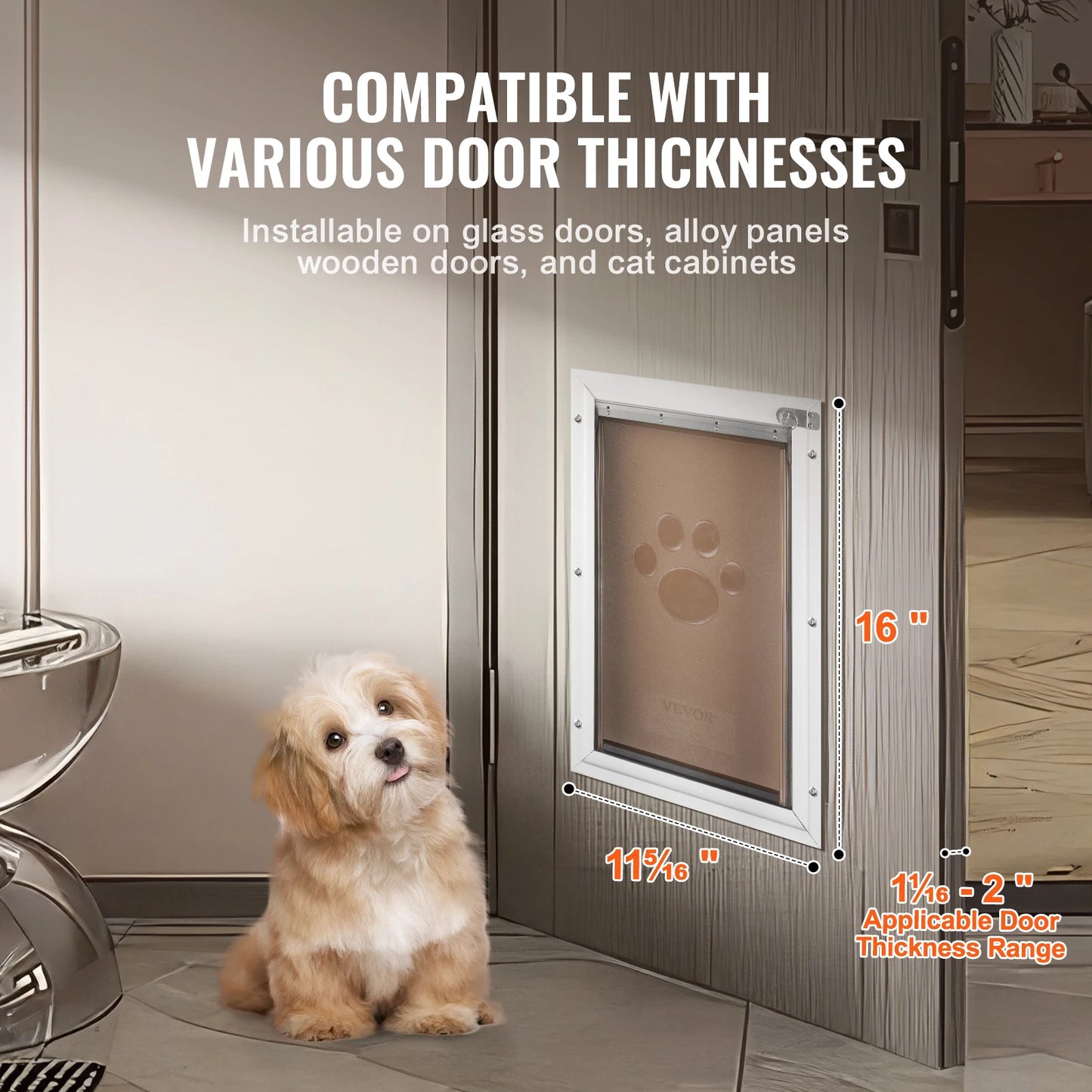 Aluminum Frame Pet Door w/Lock & Flap System
