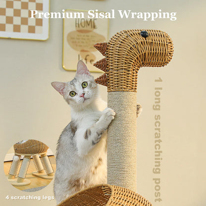 Large Dinosaur Cat Tree Tower w/Sisal Scratching Post