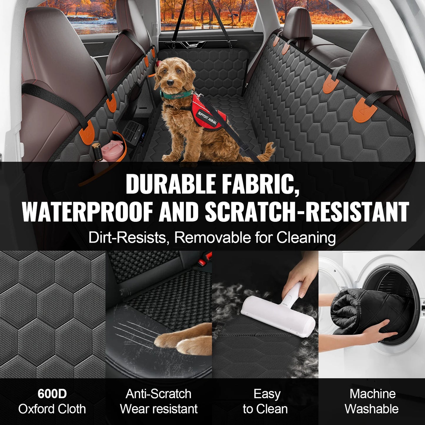 Back Seat Cover with Mesh Window & Storage