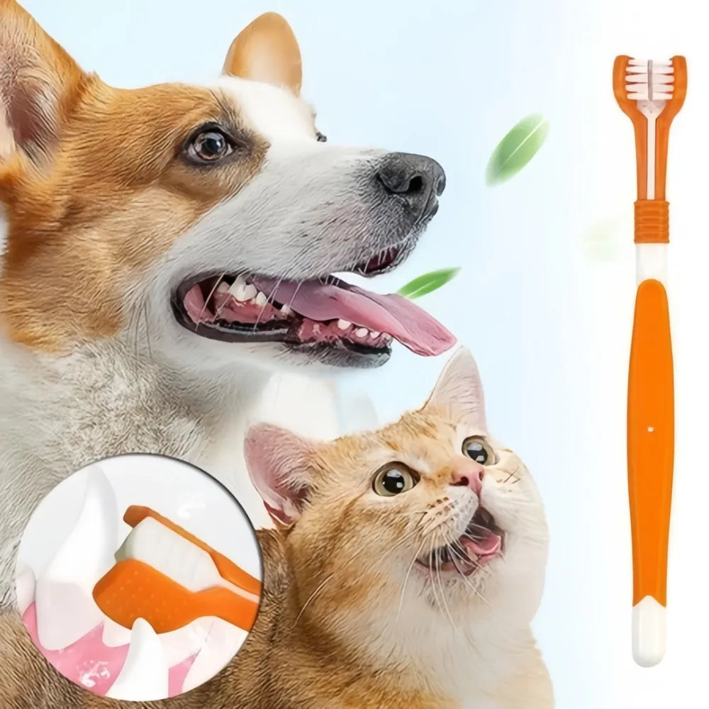 3-Sided Plastic Pet Toothbrush