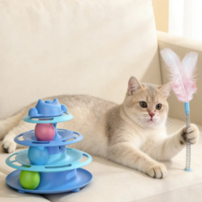 4-Layer Feather Cat Turntable