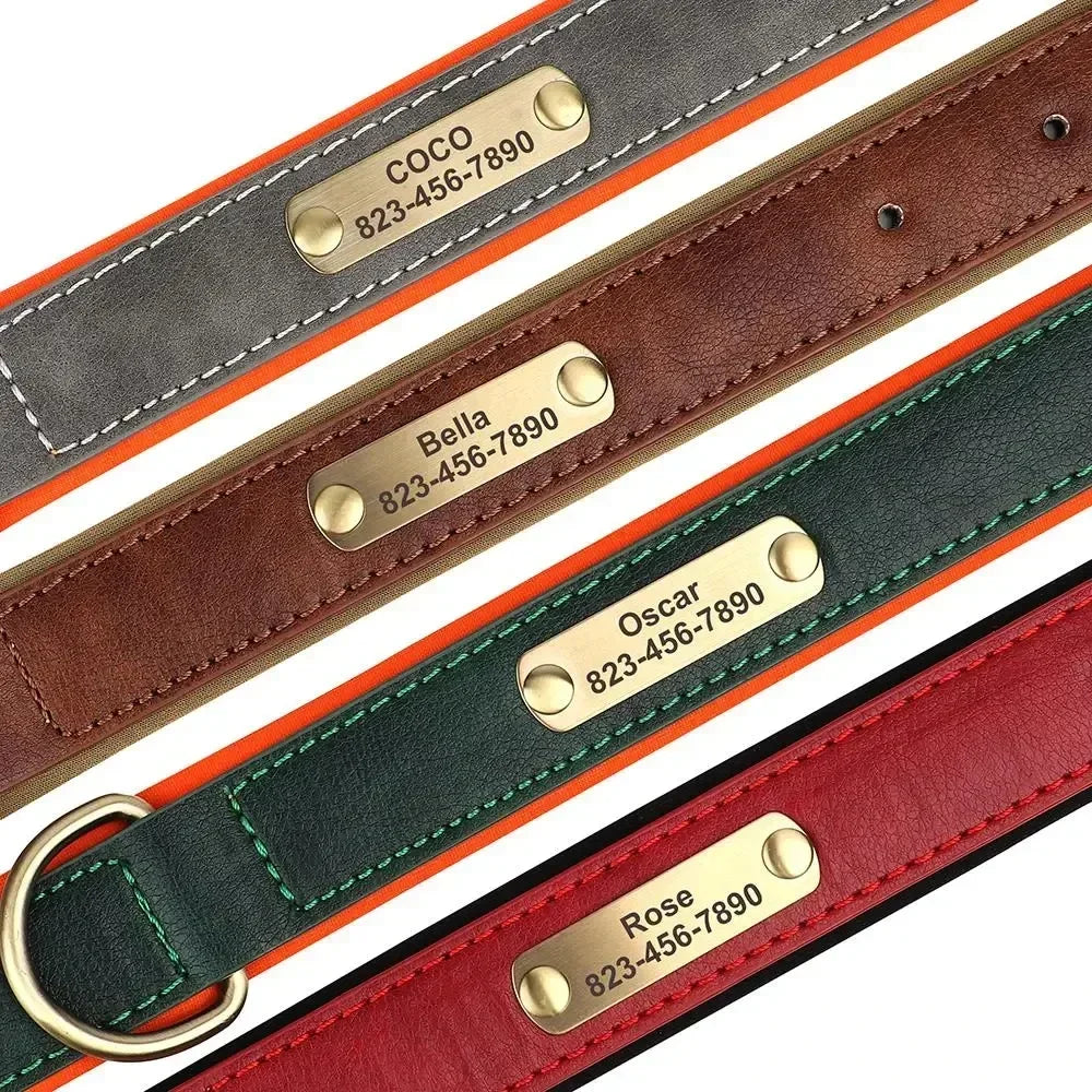 Customized Leather ID Nameplate Collar