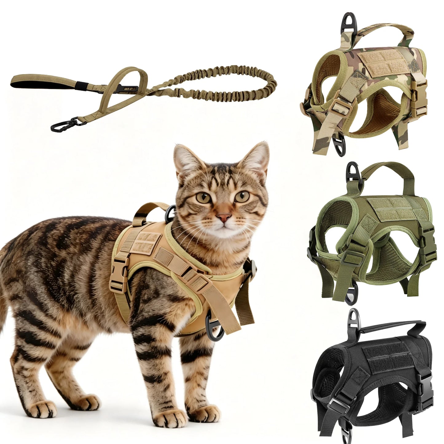 Tactical Cat Harness Vest and Leash Set