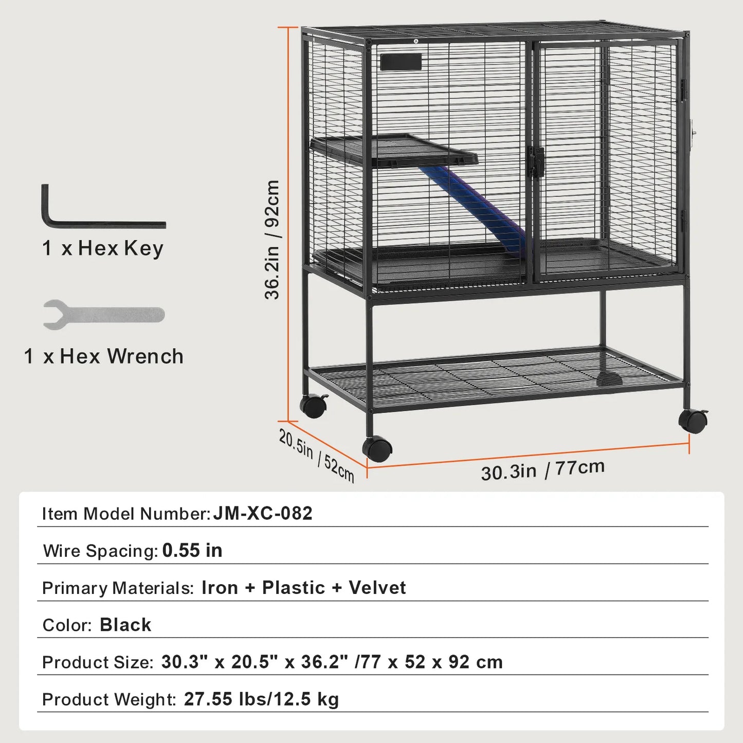 Large 4 Tier Rolling Metal Ferret Cage