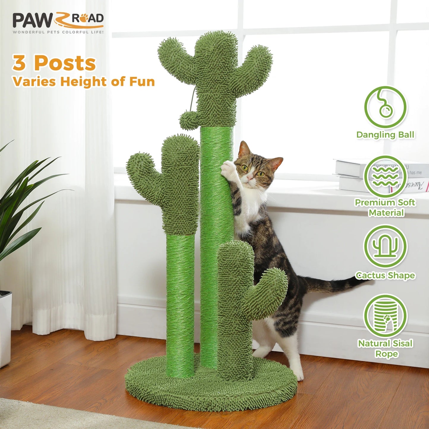 Tall Cactus Scratching Post for Indoor Cats