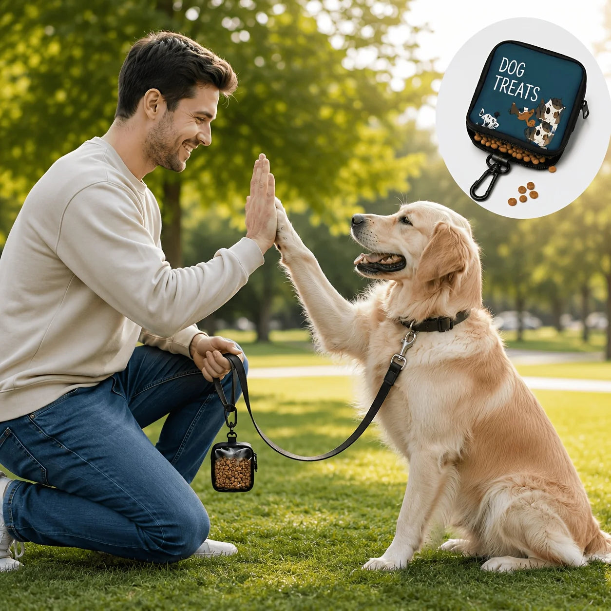 Portable Dog Snack Bag with Transparent Window and Zipper